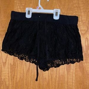 Girls black lace shorts